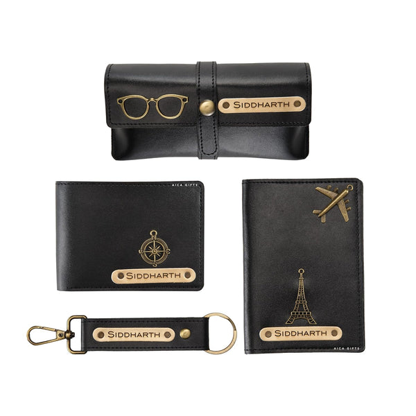 Personalized Name Wallet Combo Set – Dark Brown | Gift for Men