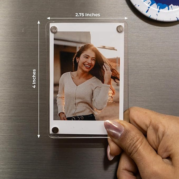 Customized/Personalized Fridge Magnet Photo Frames (Pack of 2) | Acrylic Magnetic Photo Frame 3x4 Inch with Photo | Gift for Couples, Birthday, Anniversary,...