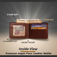 Customized Leather Wallet with Name & Metal Charm | Personalized Bifold Wallet | Premium Gift for Men & Boys