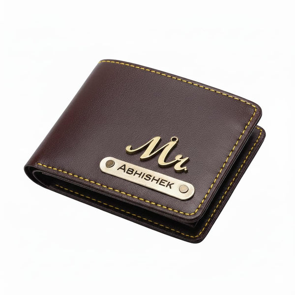 Customized Leather Wallet with Name & Metal Charm | Personalized Bifold Wallet | Premium Gift for Men & Boys