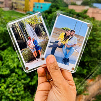 Customized/Personalized Fridge Magnet Photo Frames (Pack of 2) | Acrylic Magnetic Photo Frame 3x4 Inch with Photo | Gift for Couples, Birthday, Anniversary,...