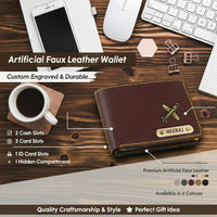 Customized Leather Wallet with Name & Metal Charm | Personalized Bifold Wallet | Premium Gift for Men & Boys